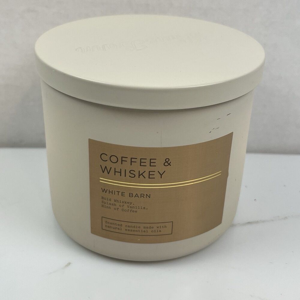 Bath & Body Works White Barn Coffee & Whiskey 3-Wick Large Candle 14.5 oz NEW